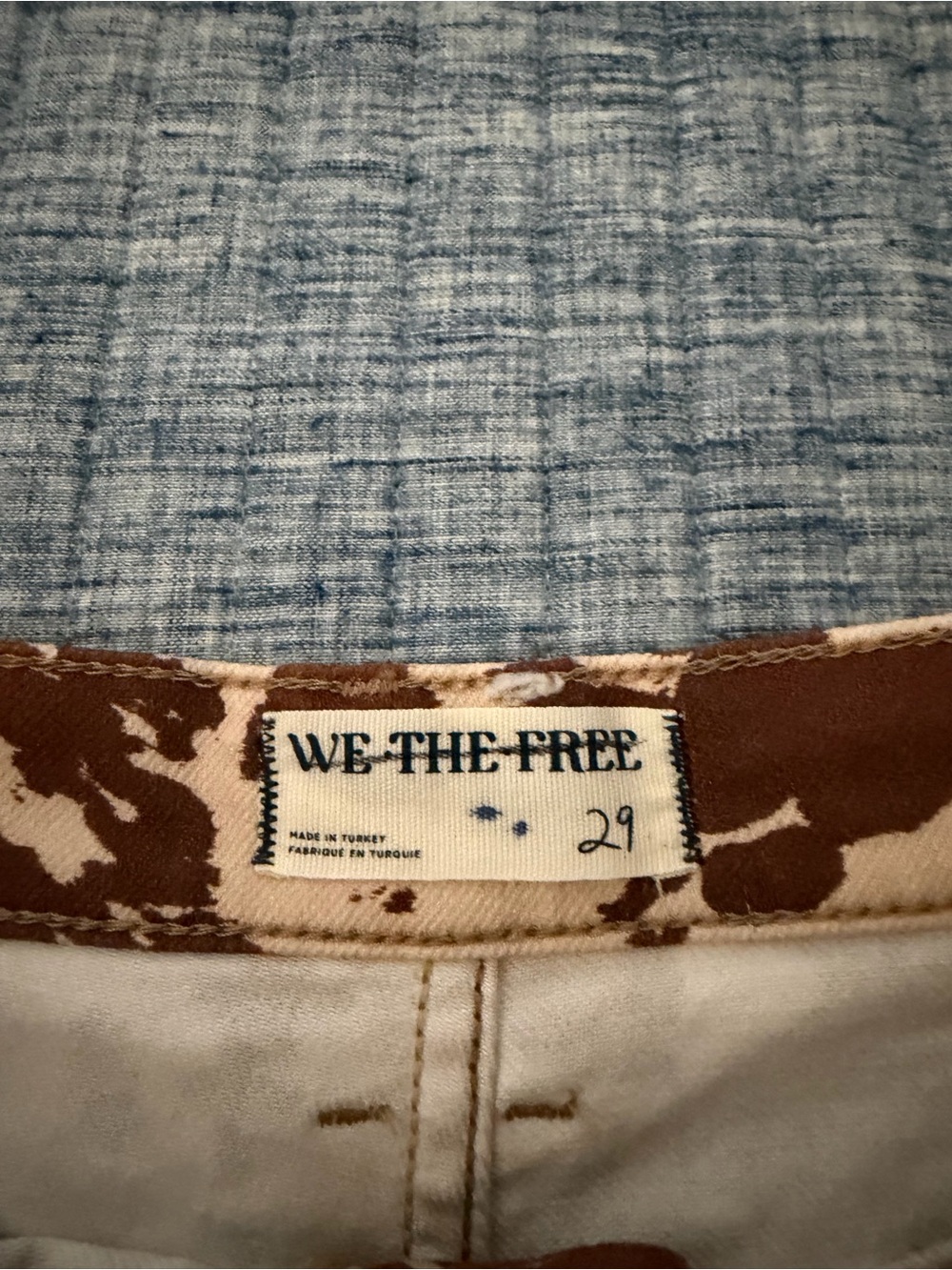 We The Free Cream and Brown Cow Print Wide Leg Jeans - Picture 12 of 14